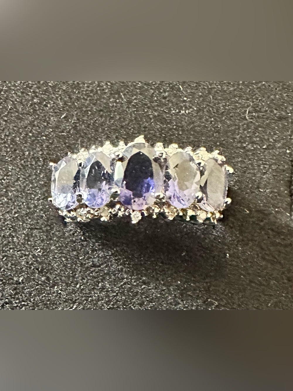 Authentic STS 10K Yellow Gold 5-Stone Natural Tanzanite & Accent Band Ring 7